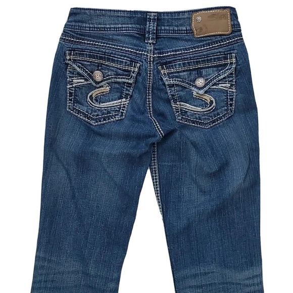 Silver Suki Surplus Denim Blue Jeans (Womens Size 24" x 32") Button Flap Pockets - Picture 7 of 9